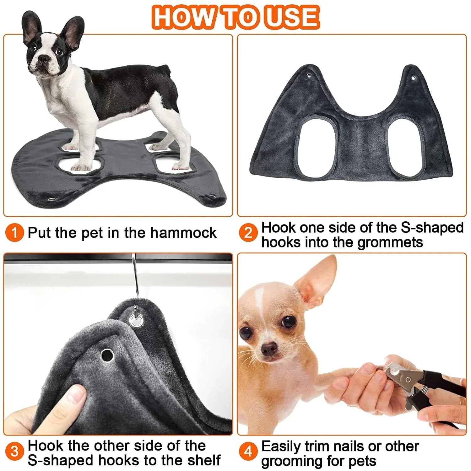 Portable Pet Dog Cat Grooming Hanging Hammock Harness Breathable Groom Helper US Anti Spier