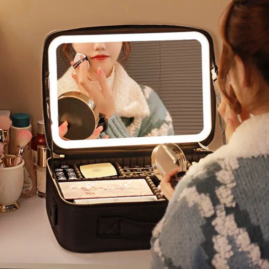 Smart LED Cosmetic Case with Mirror Anti Spier