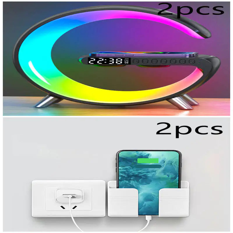 New Intelligent G Shaped LED Lamp Bluetooth Speake Wireless Charger Atmosphere Lamp App Control For Bedroom Home Decor Anti Spier