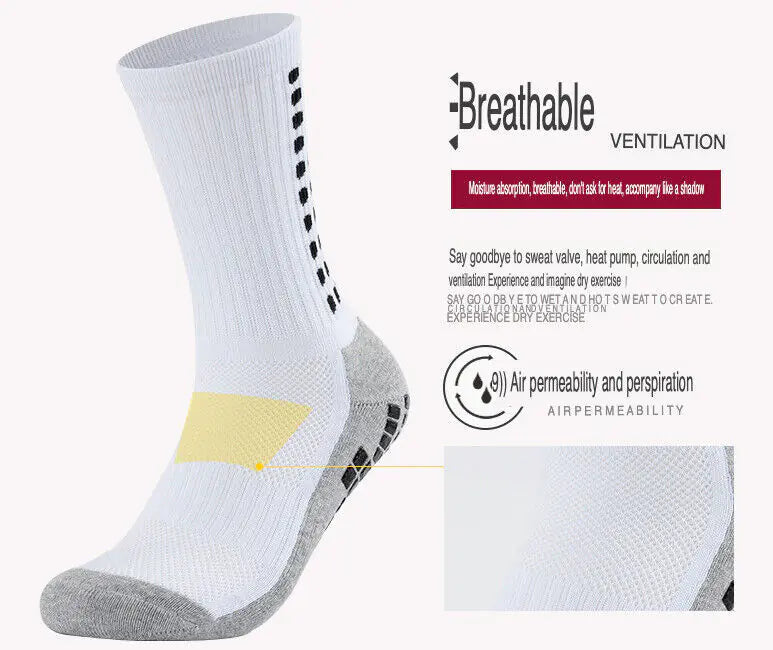 3 Pair Sport Socks Anti Slip W/ Grip Soccer Men Football Basketball Sock Premium Anti Spier