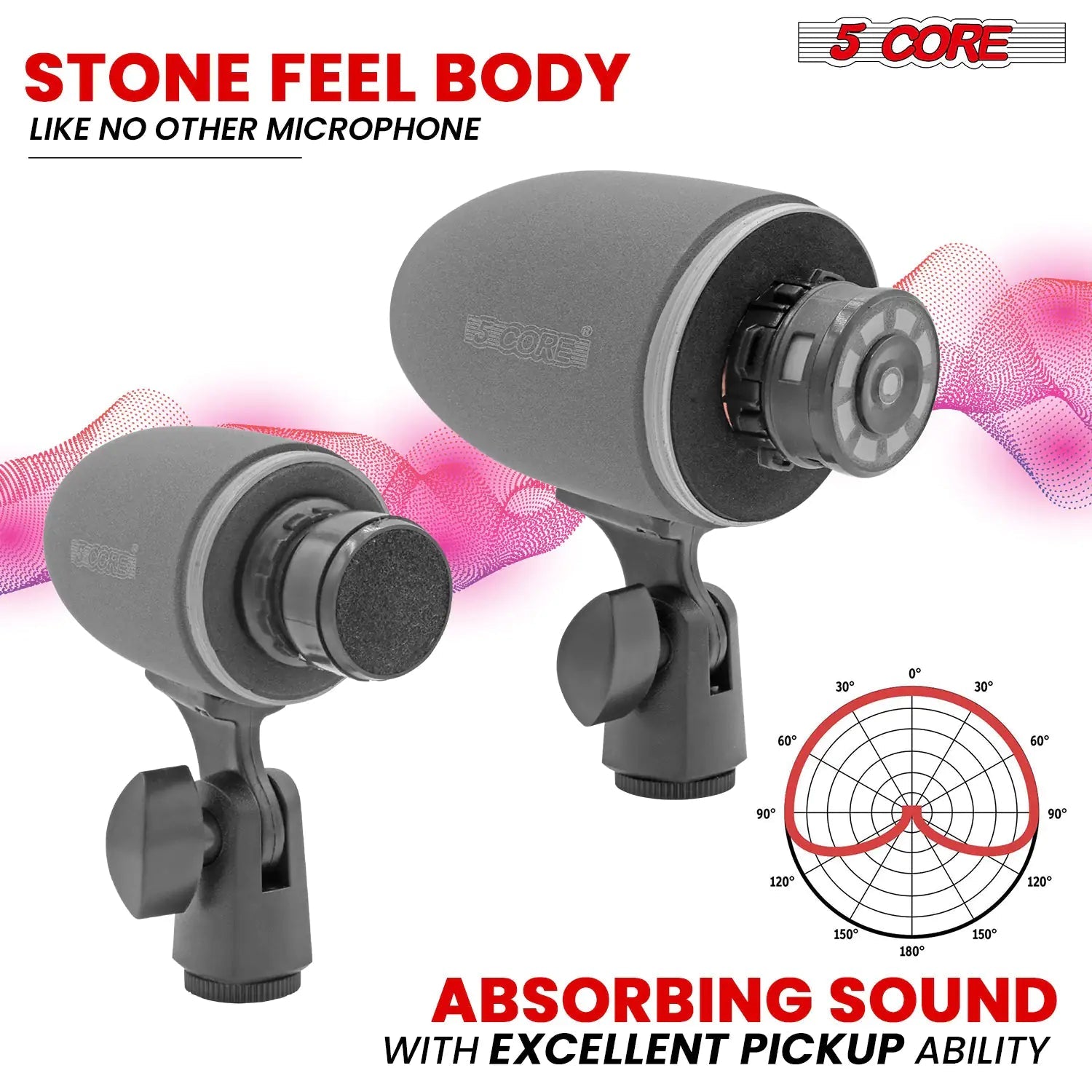 5Core Tabla Microphone Set Uni-Directional XLR Kick Snare Bayan Dayan Instrument Mic Anti Spier