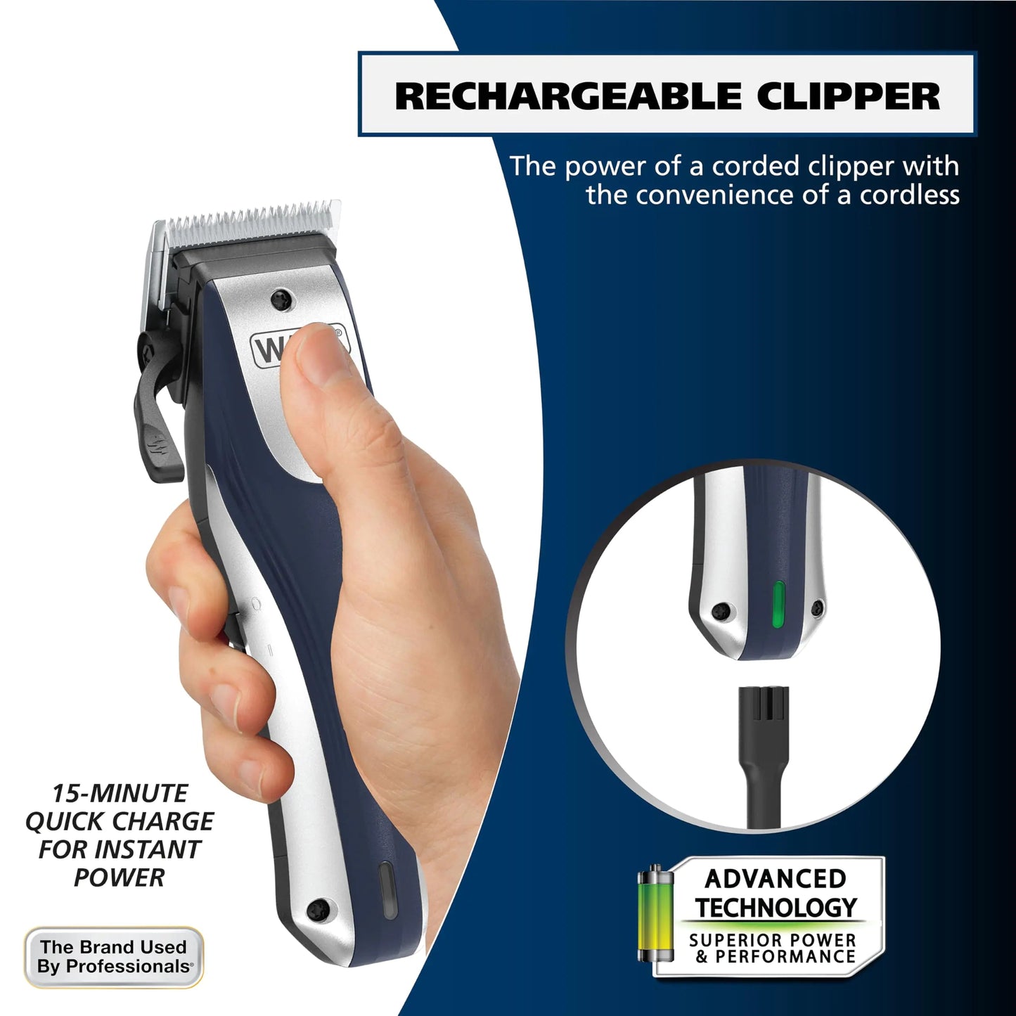 Wahl Lithium Ion Pro Rechargeable Cordless Hair Clippers for Men, Woman, & Children with Smart Charge Technology for Convenient at Home Haircutting - Model 79470 Sliver 22 Piece Set Anti Spier