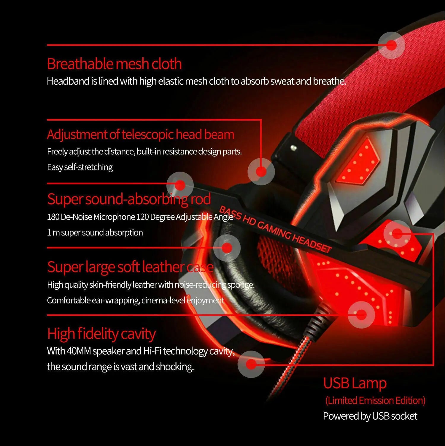 3.5mm Gaming Headset Mic LED Headphones Stereo Bass Surround For PC PS4 Xbox One Anti Spier