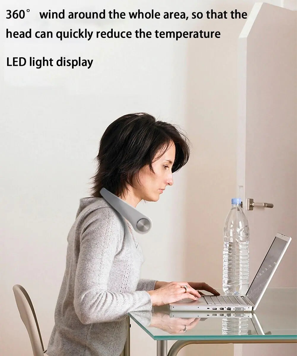 USB Portable Hanging Neck Fan Cooling Air Cooler Little Electric Air Conditioner Anti Spier