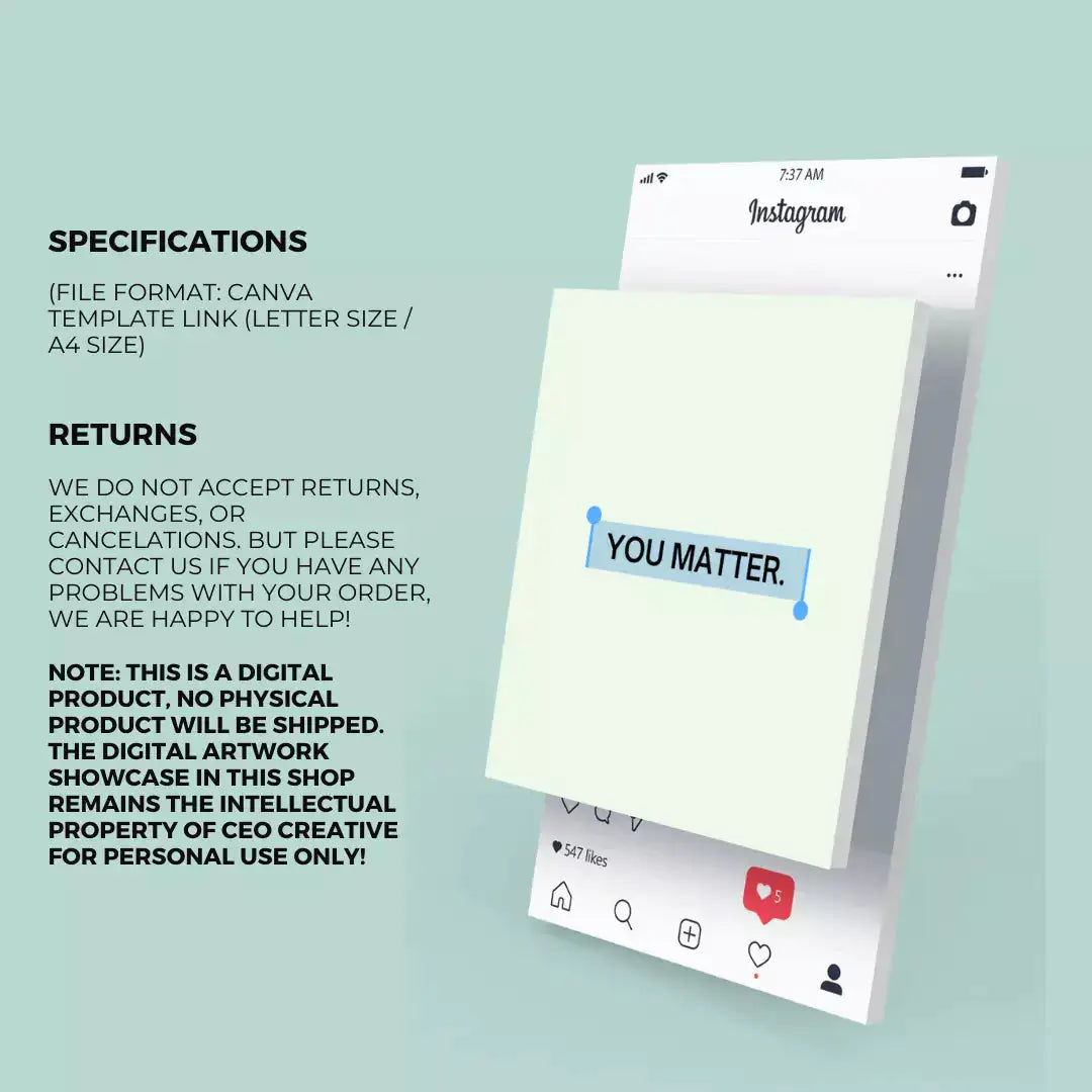 Downloadable Instagram Content Quote 100 Template Anti Spier