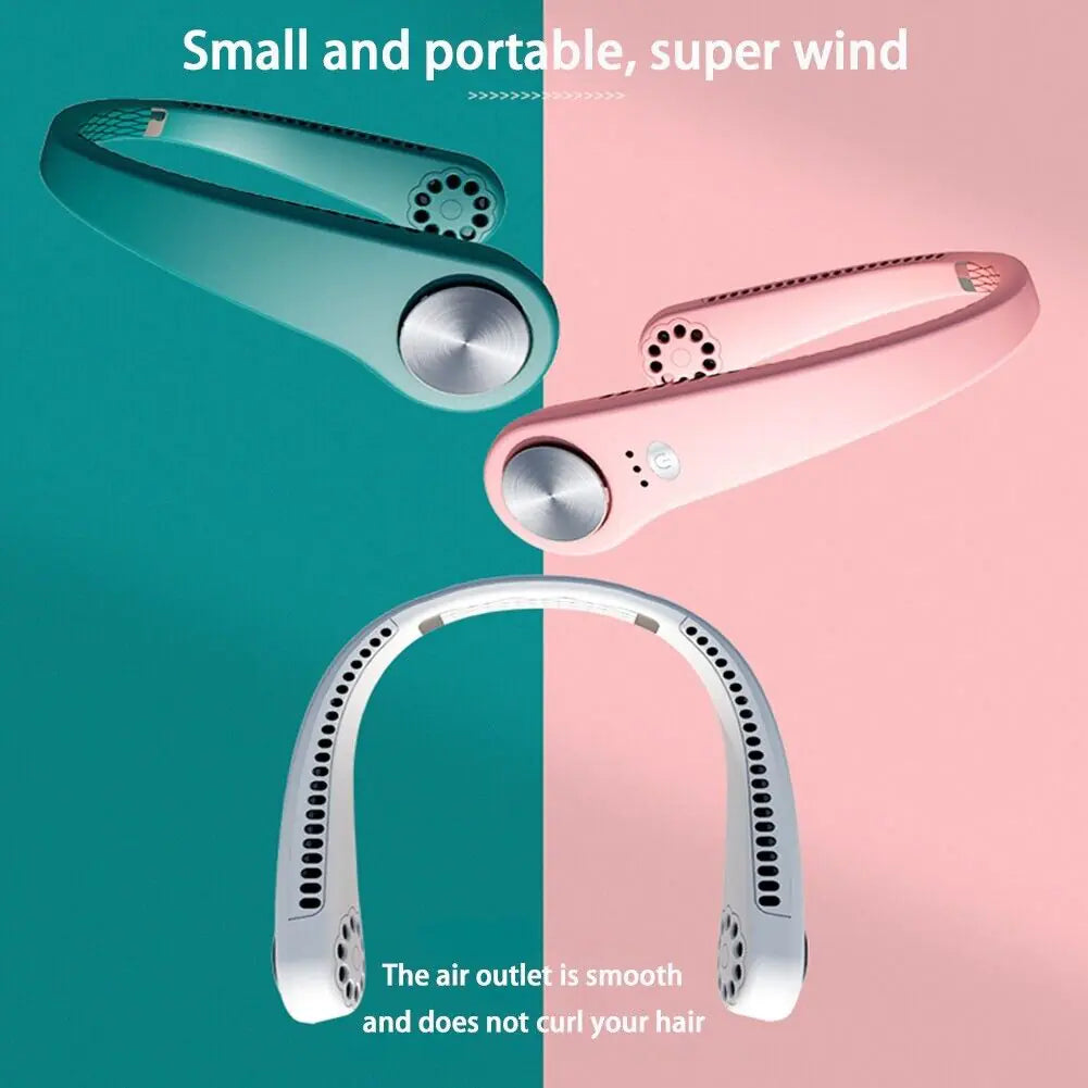 USB Portable Hanging Neck Fan Cooling Air Cooler Little Electric Air Conditioner Anti Spier