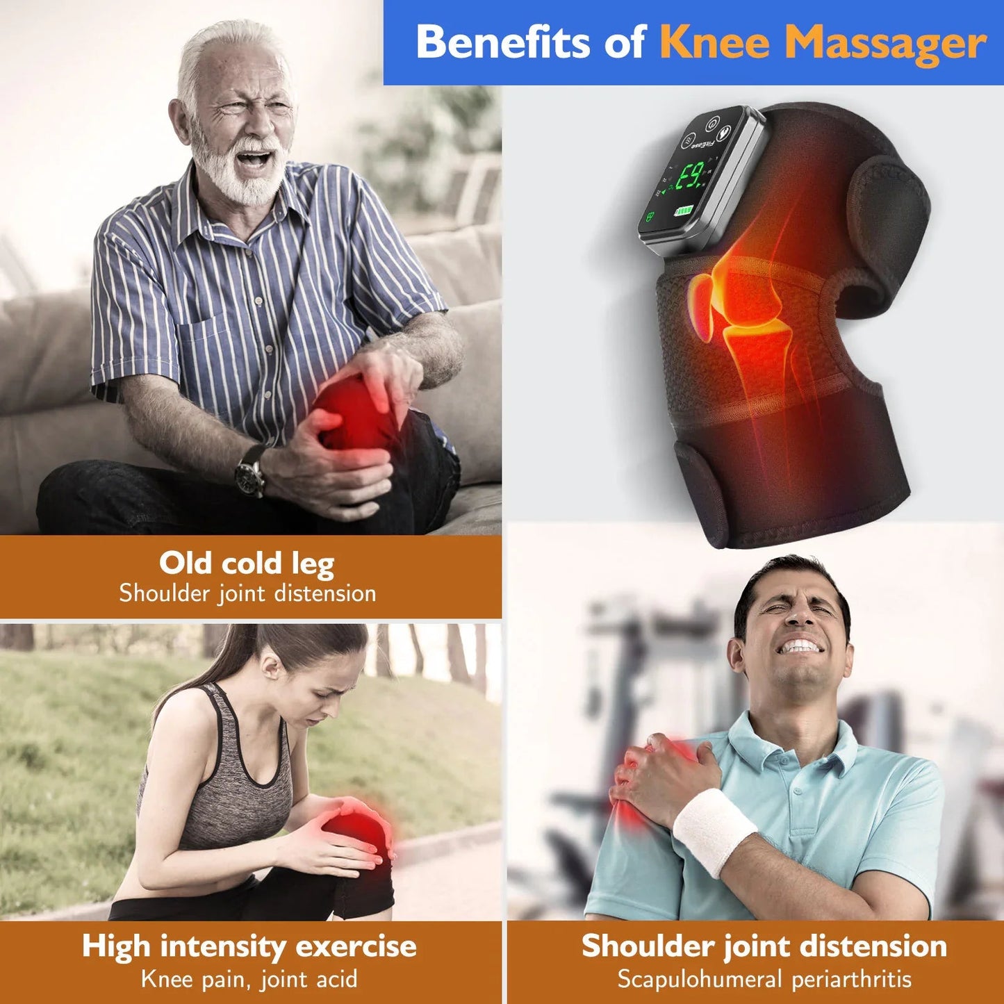 Kneecap, Elbow and Shoulder Intelligent Heating Vibration Massager Anti Spier