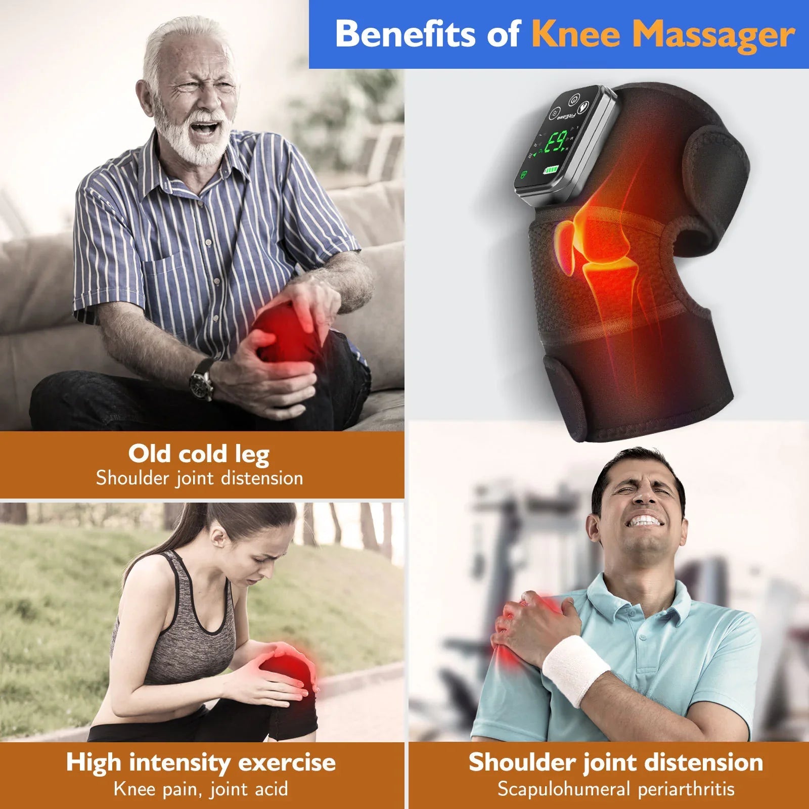 Kneecap, Elbow and Shoulder Intelligent Heating Vibration Massager Anti Spier