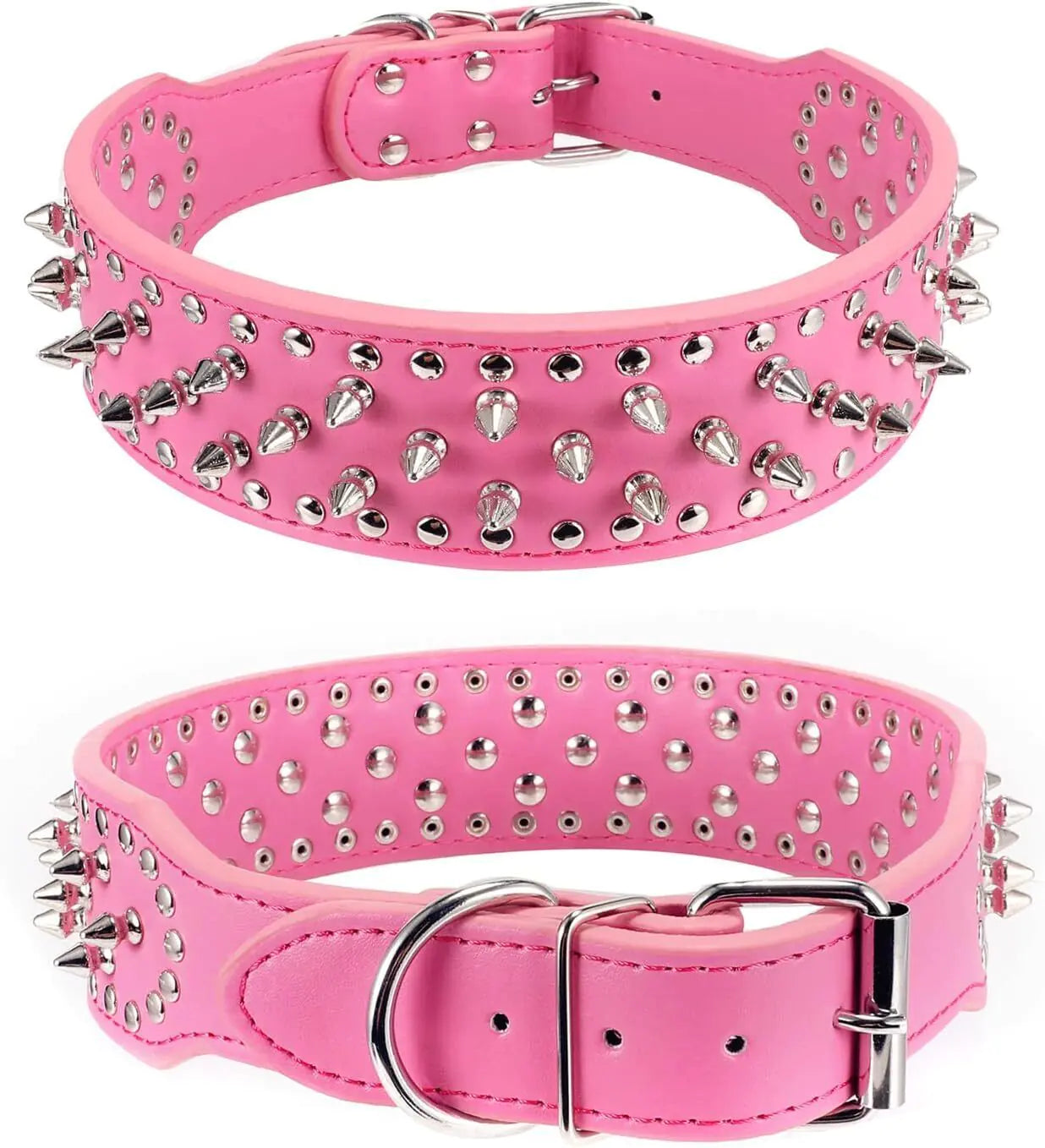 Spiked Studded Leather Dog Collar Rivets Pet Small Large Cat Pit Bull Adjustable Anti Spier