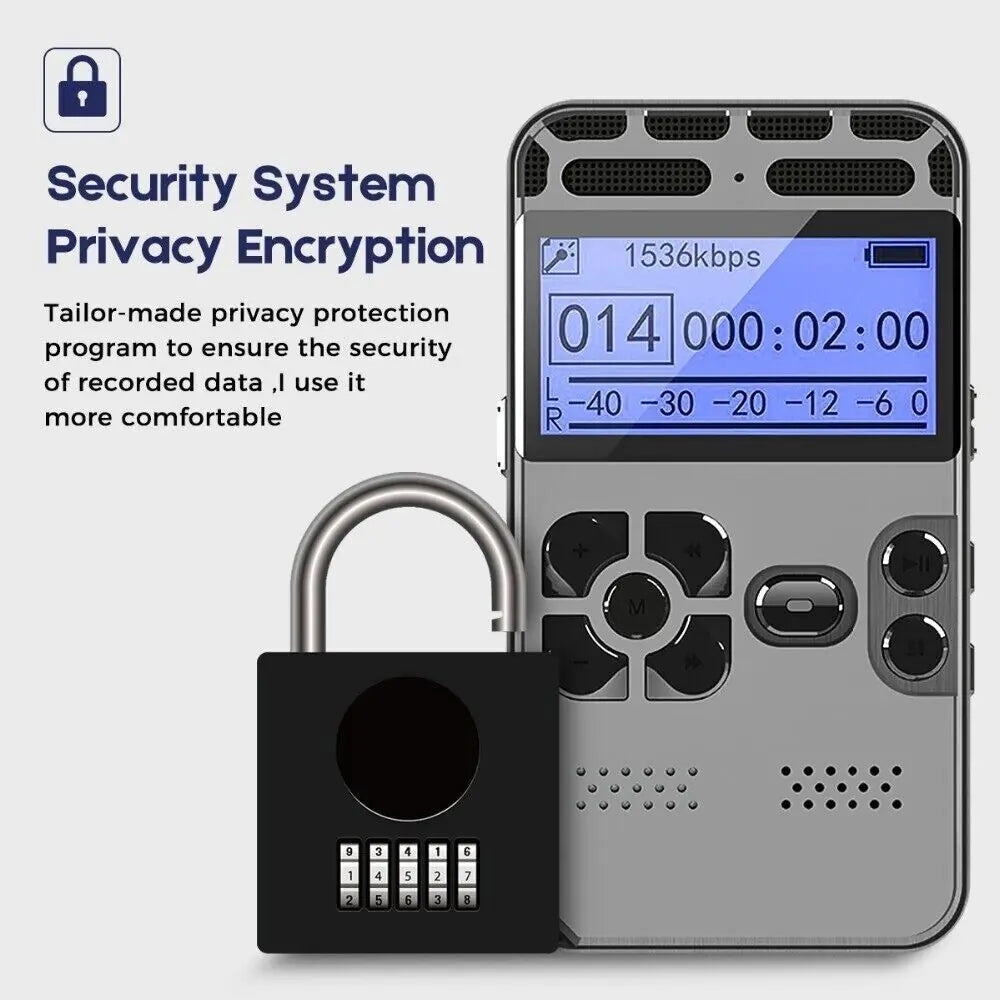 64GB Rechargeable LCD Digital Audio Sound Voice Recorder Dictaphone MP3 Player Anti Spier