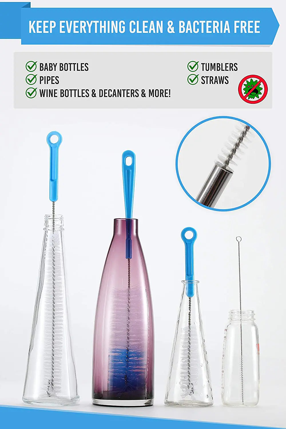 Bottle Brush Cleaner 5 Pack Anti Spier