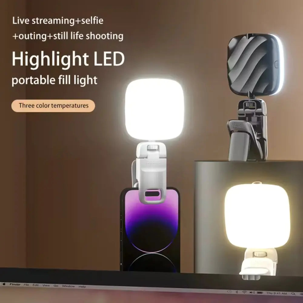 LED Clip-on Phone Light with Adjustable Stand Anti Spier