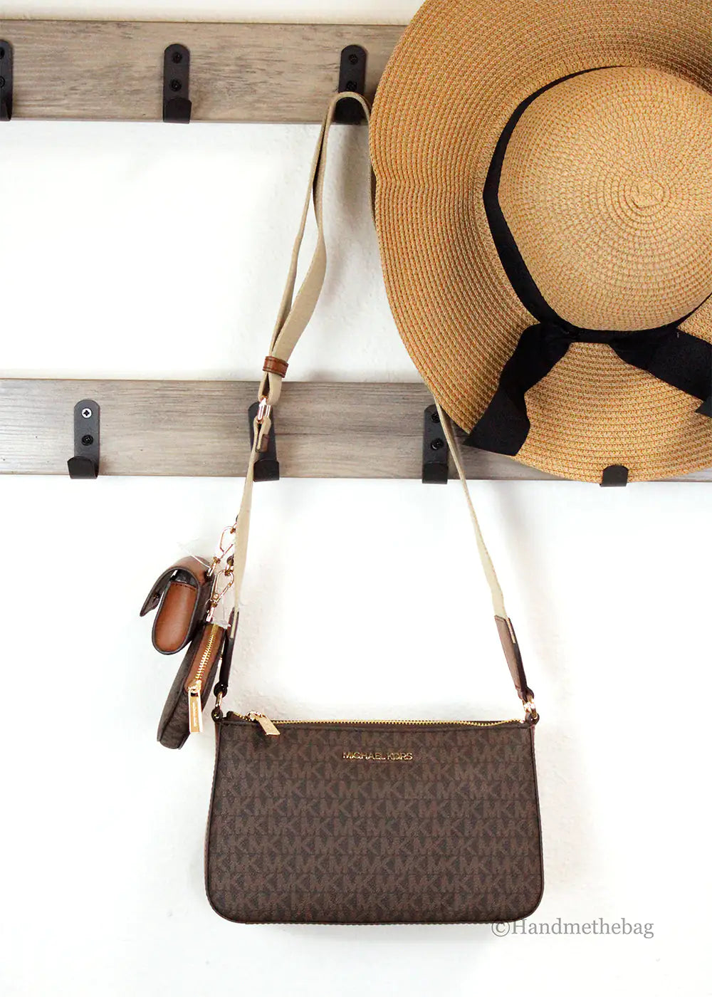 Michael Kors Jet Set Brown PVC Tech Crossbody Bag Anti Spier