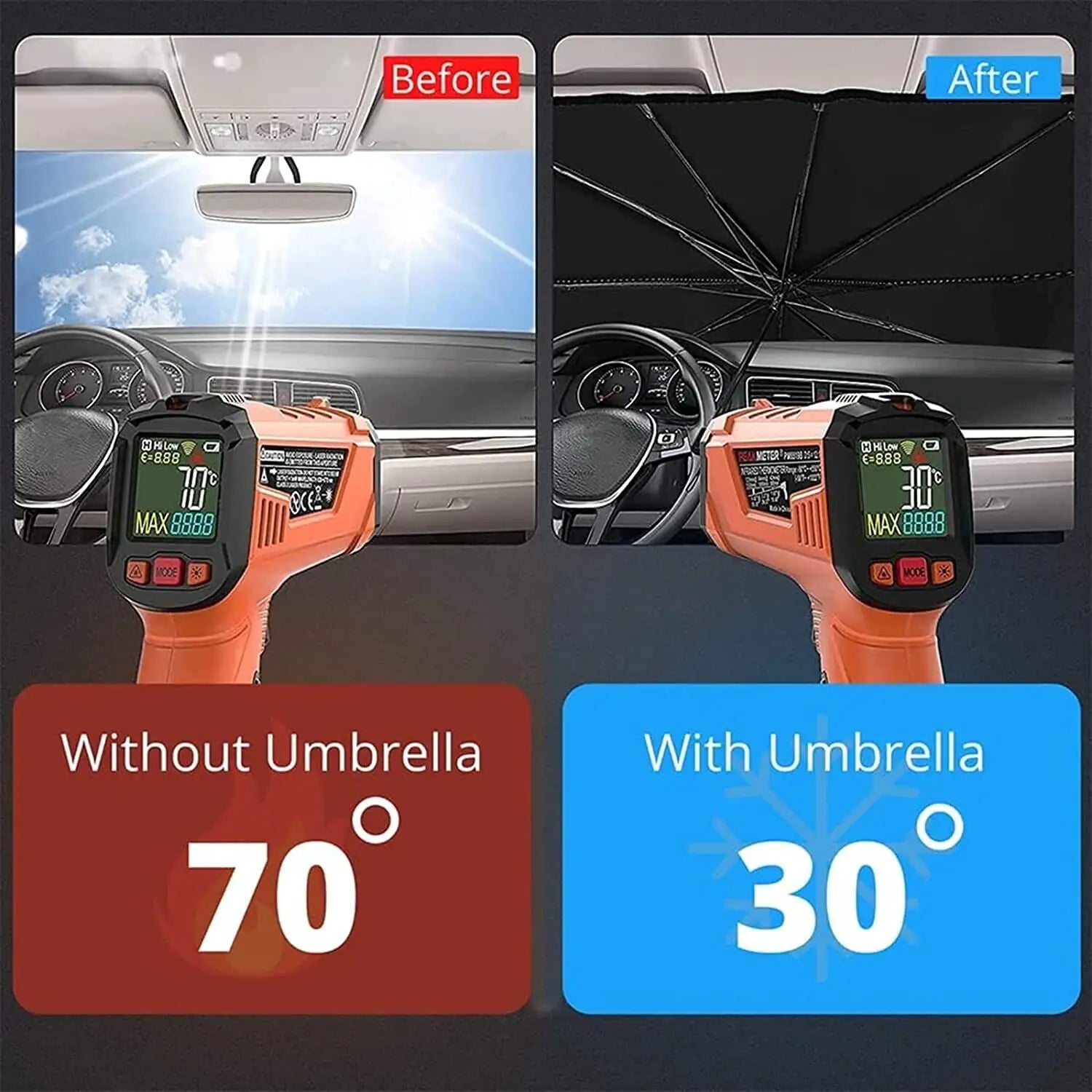 57" Car Windshield Sun Shade Foldable Umbrella Front Window Cover Visor Umbrella Anti Spier