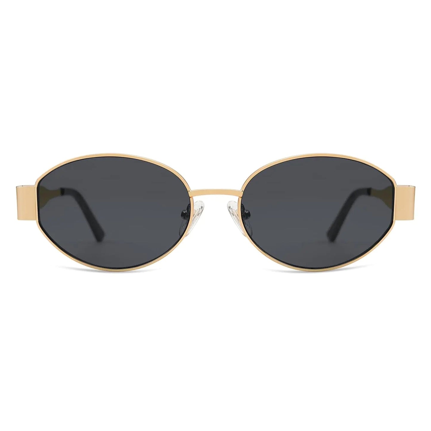 SOJOS Retro Oval Sunglasses for Women Men Trendy Sun Glasses Classic Shades UV400 Protection SJ1217 Gold/Grey Anti Spier