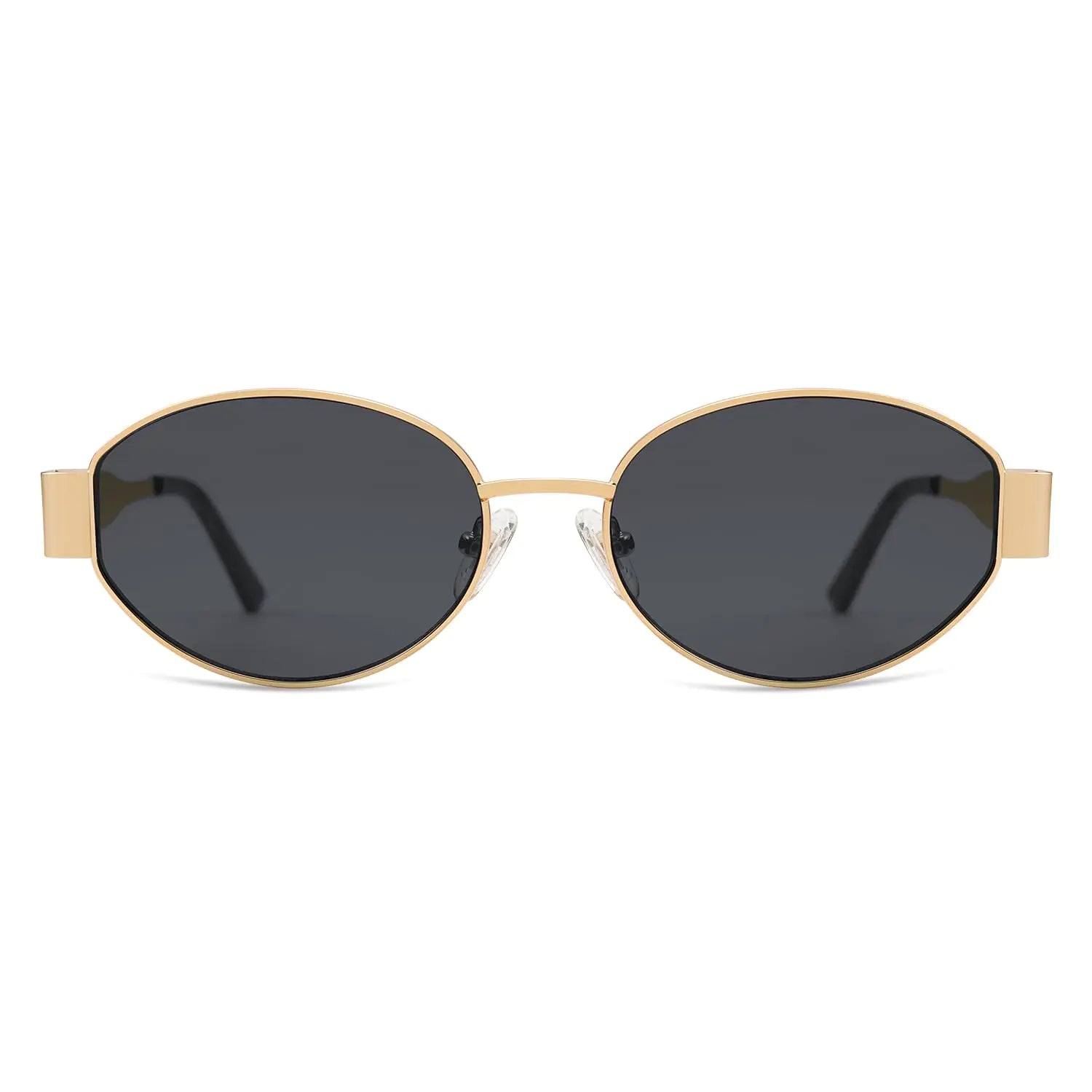 SOJOS Retro Oval Sunglasses for Women Men Trendy Sun Glasses Classic Shades UV400 Protection SJ1217 Gold/Grey Anti Spier
