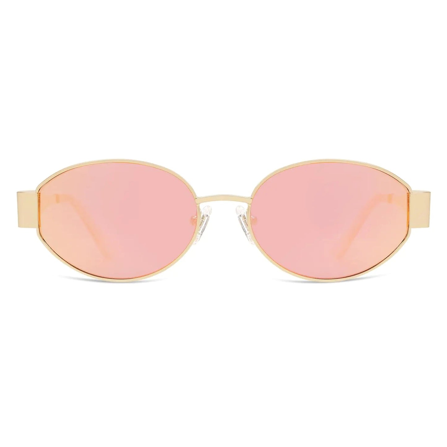 SOJOS Retro Oval Sunglasses for Women Men Trendy Sun Glasses Classic Shades UV400 Protection SJ1217 Gold/Grey Anti Spier