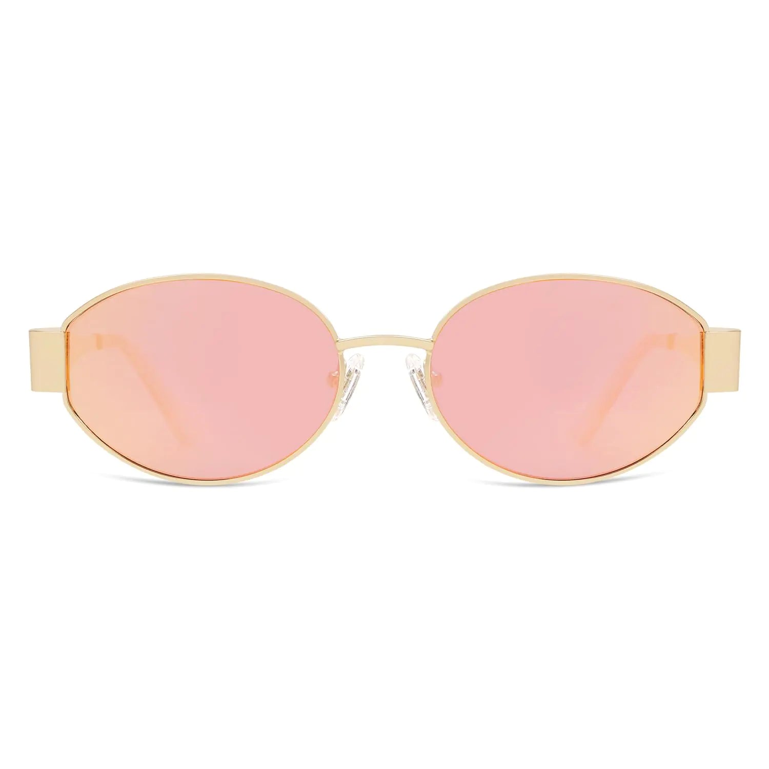 SOJOS Retro Oval Sunglasses for Women Men Trendy Sun Glasses Classic Shades UV400 Protection SJ1217 Gold/Grey Anti Spier
