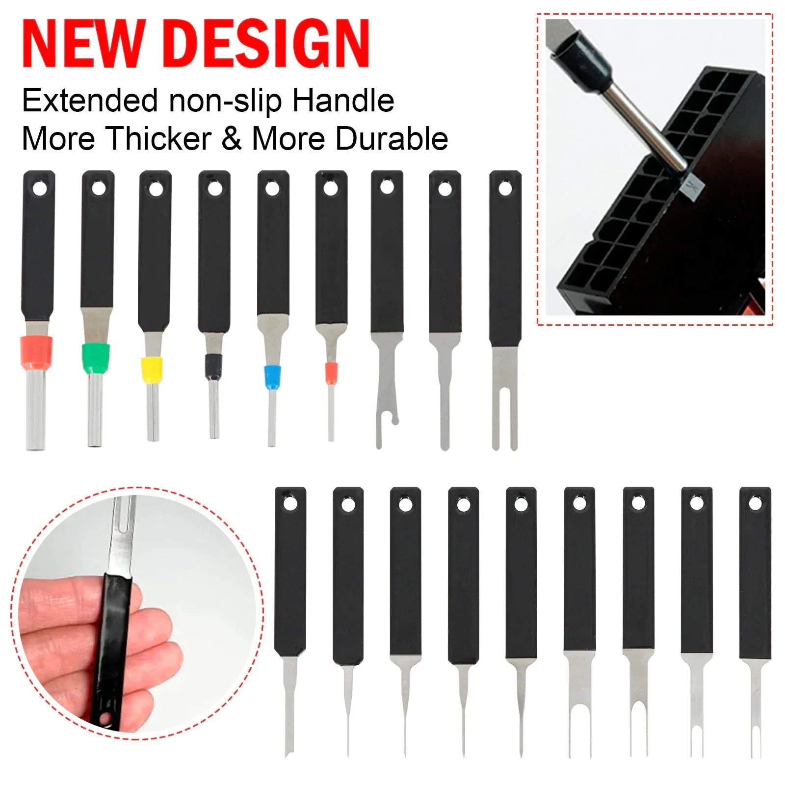 18Pcs Heavy Duty Thick Car Terminal Removal Kit Wire Connector Pin Release Tool Anti Spier