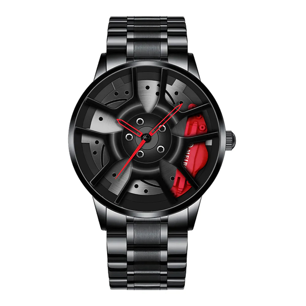 Men's Vacuum Plating Wheel Style Quartz Watch Anti Spier