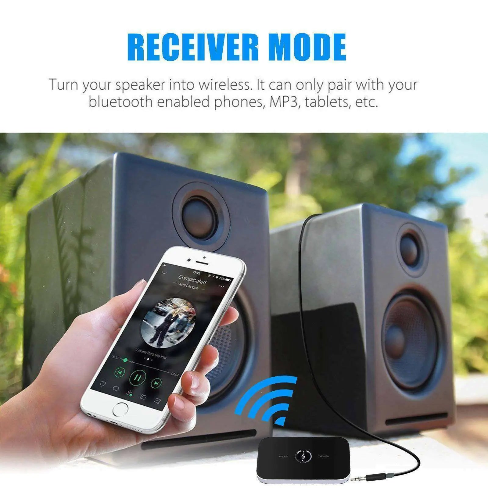 Bluetooth 5.0 Transmitter Receiver 2 IN 1 Wireless Audio 3.5mm Jack Aux Adapter Anti Spier