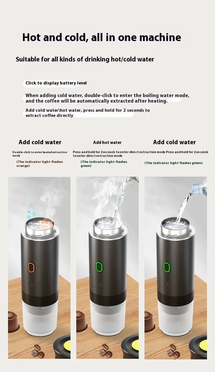 Portable Capsule Coffee Machine Electric Small Wireless Heating Anti Spier