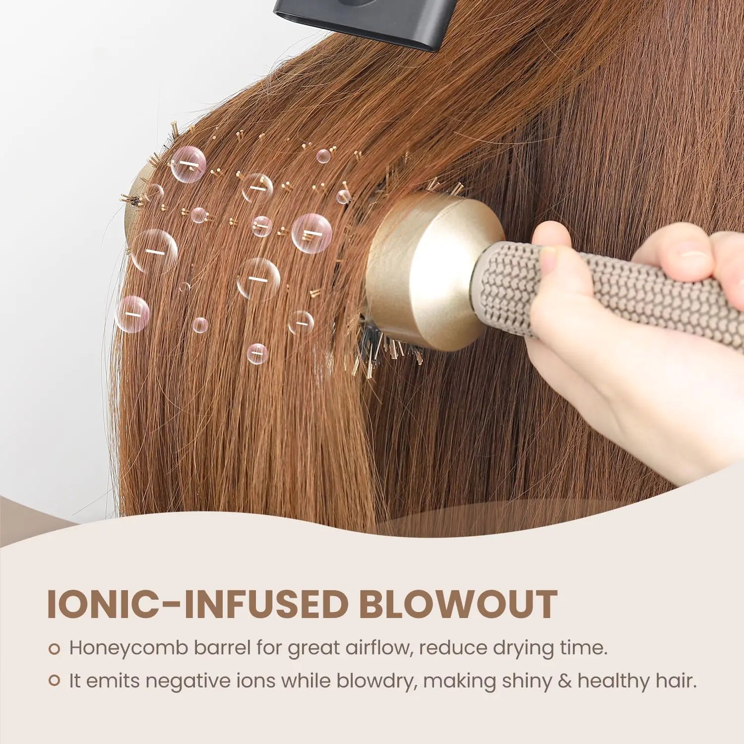 AIMIKE Round Brush, Nano Thermal Ceramic & Ionic Tech Hair Brush, Round Barrel Brush with Boar Bristles for Blow Drying, Styling, Curling, Add Volume & Shine (2.9 inch, Barrel 1.7 inch) + 4 Clips 43mm-1.7 Inch (2.9 Inch with Bristles) Anti Spier