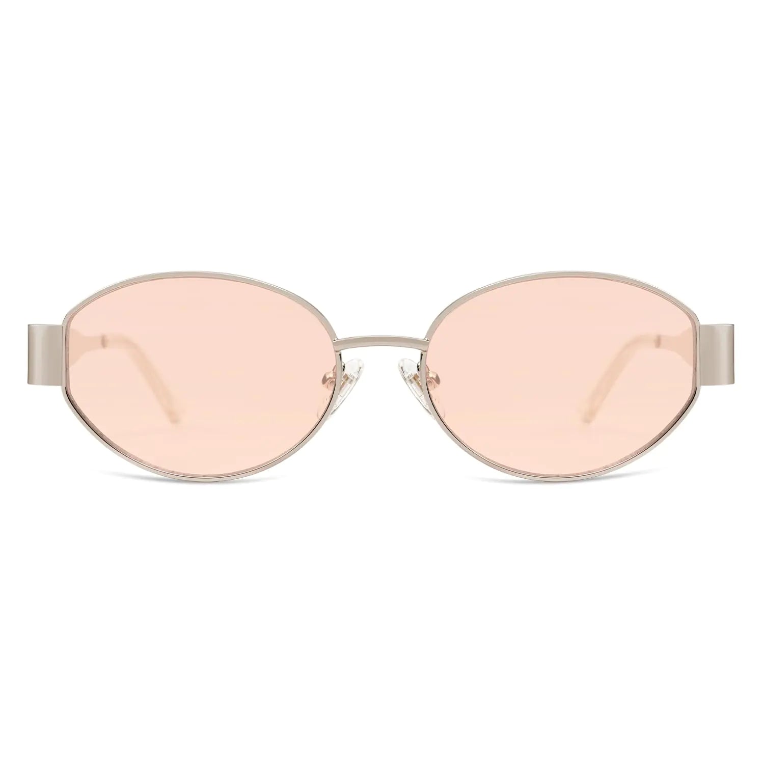 SOJOS Retro Oval Sunglasses for Women Men Trendy Sun Glasses Classic Shades UV400 Protection SJ1217 Light Gold/Light Brown Anti Spier