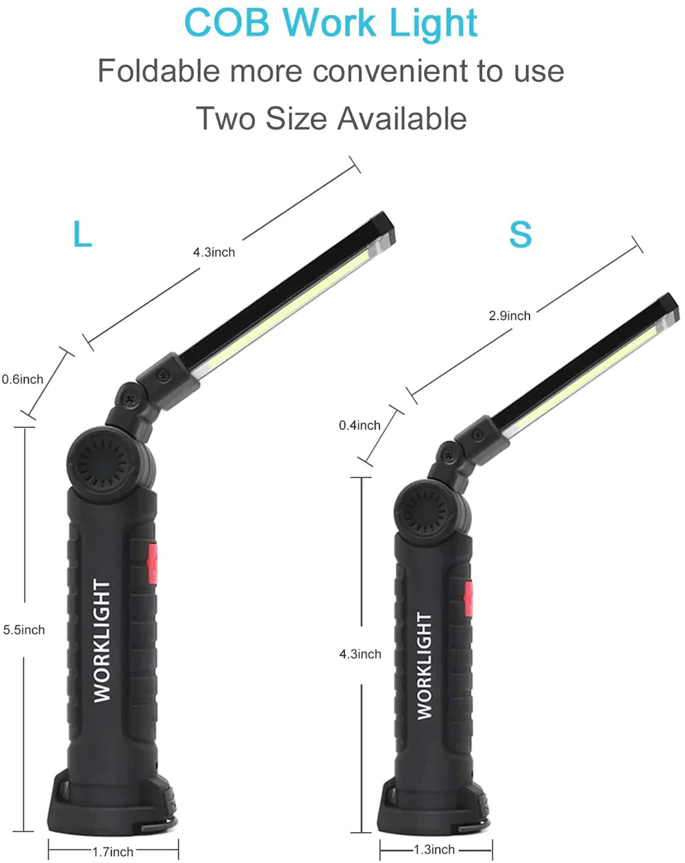 Rechargeable LED COB Work Light Mechanic Flashlight Lamp Magnetic Base Bright Anti Spier