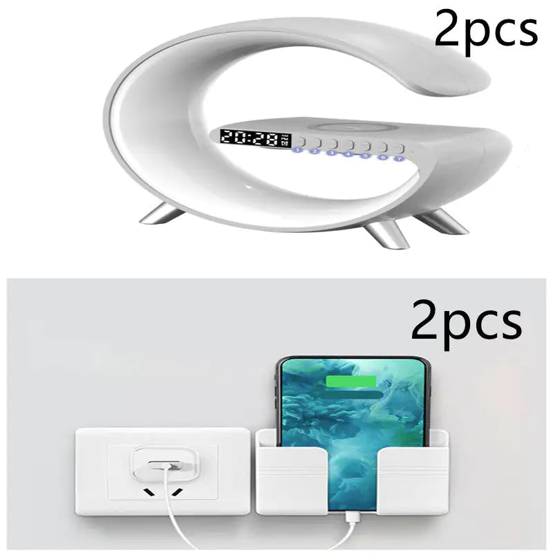 New Intelligent G Shaped LED Lamp Bluetooth Speake Wireless Charger Atmosphere Lamp App Control For Bedroom Home Decor Anti Spier