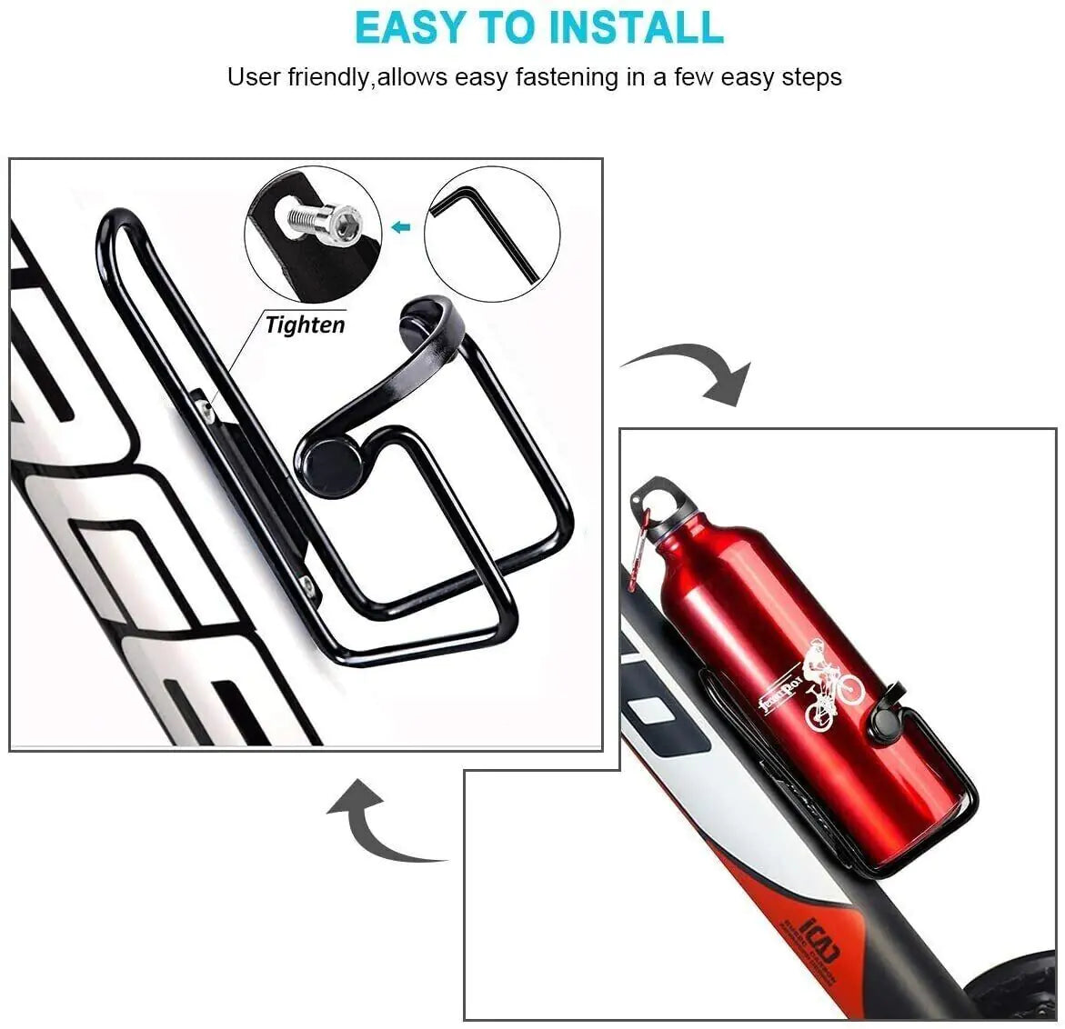 2 Packs Bike Water Bottle Cages Bicycle Lightweight Aluminum Alloy Bottle Holder Anti Spier