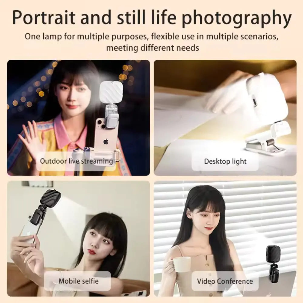 LED Clip-on Phone Light with Adjustable Stand Anti Spier
