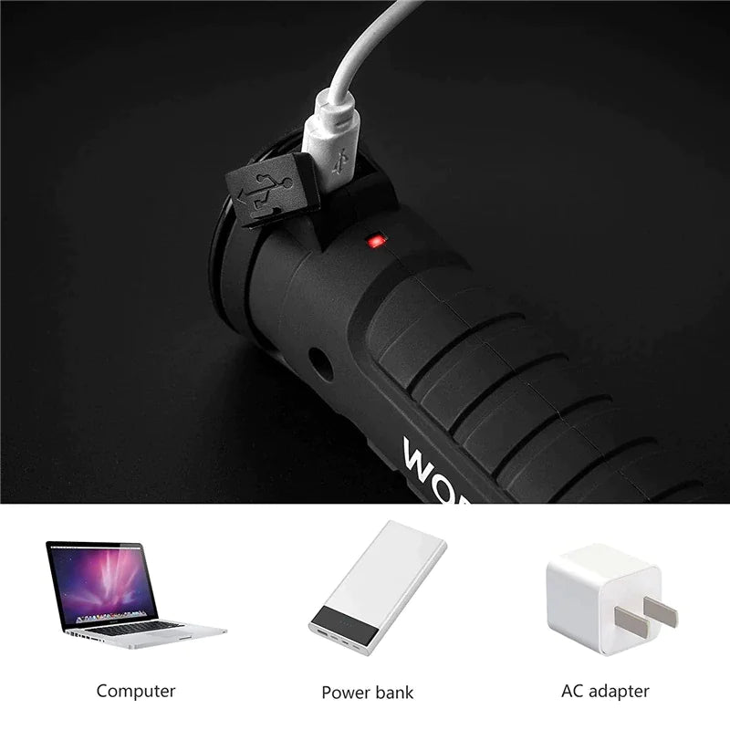 Rechargeable LED COB Work Light Mechanic Flashlight Lamp Magnetic Base Bright Anti Spier