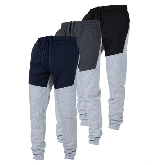 Ultra Performance 3 Pack Fleece Active Tech Joggers for Men, Mens Sweatpants with Zipper Pockets 3X Color Block Navy / Color Block Black / Color Block Charcoal Anti Spier