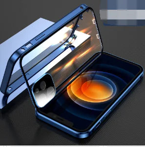 Double Sided Glass Snap Lock Case For iPhones Anti Spier