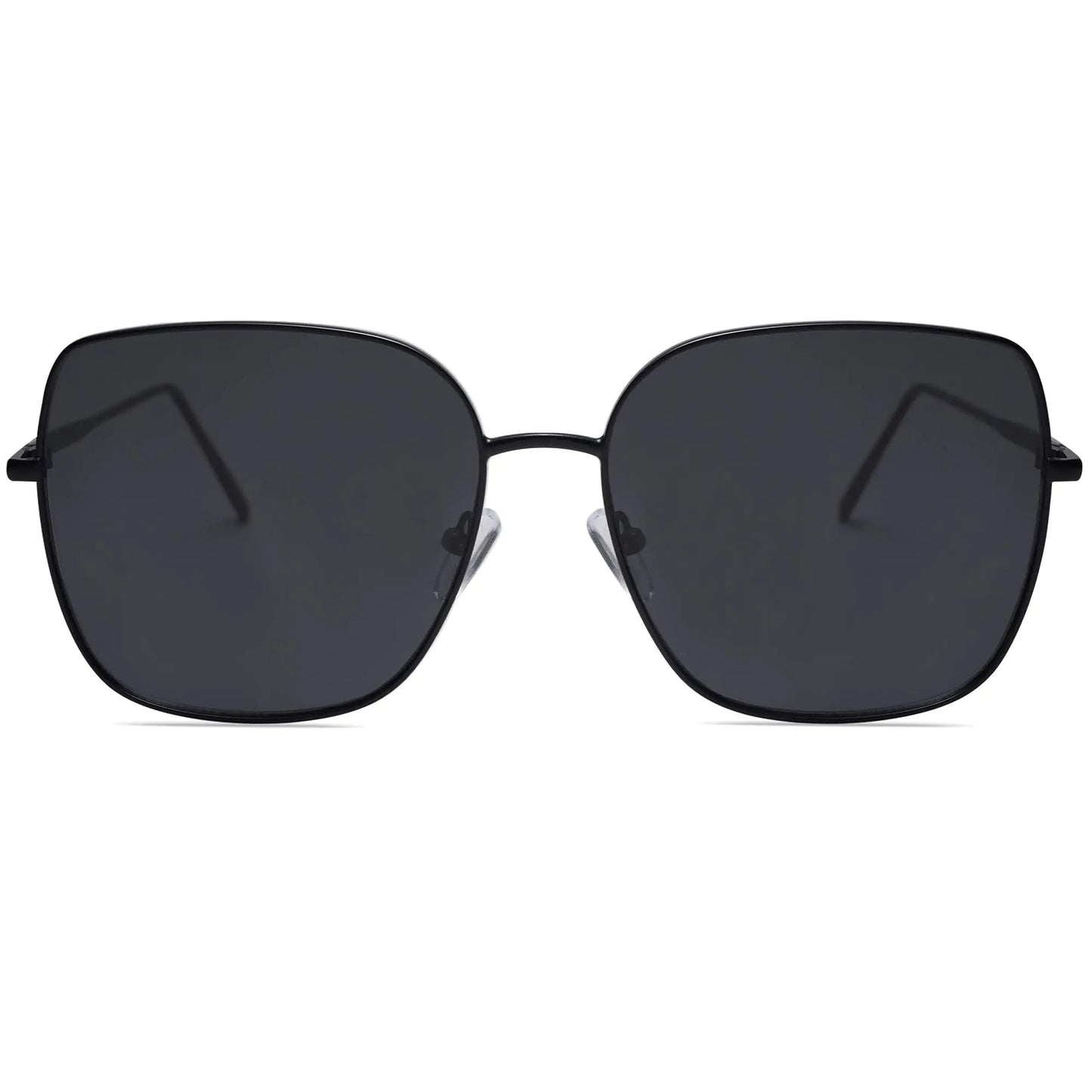 SOJOS Trendy Oversized Square Metal Frame Sunglasses for Women Men Flat Mirrored Lens UV Protection Sunglasses SJ1146 Black/Grey Anti Spier
