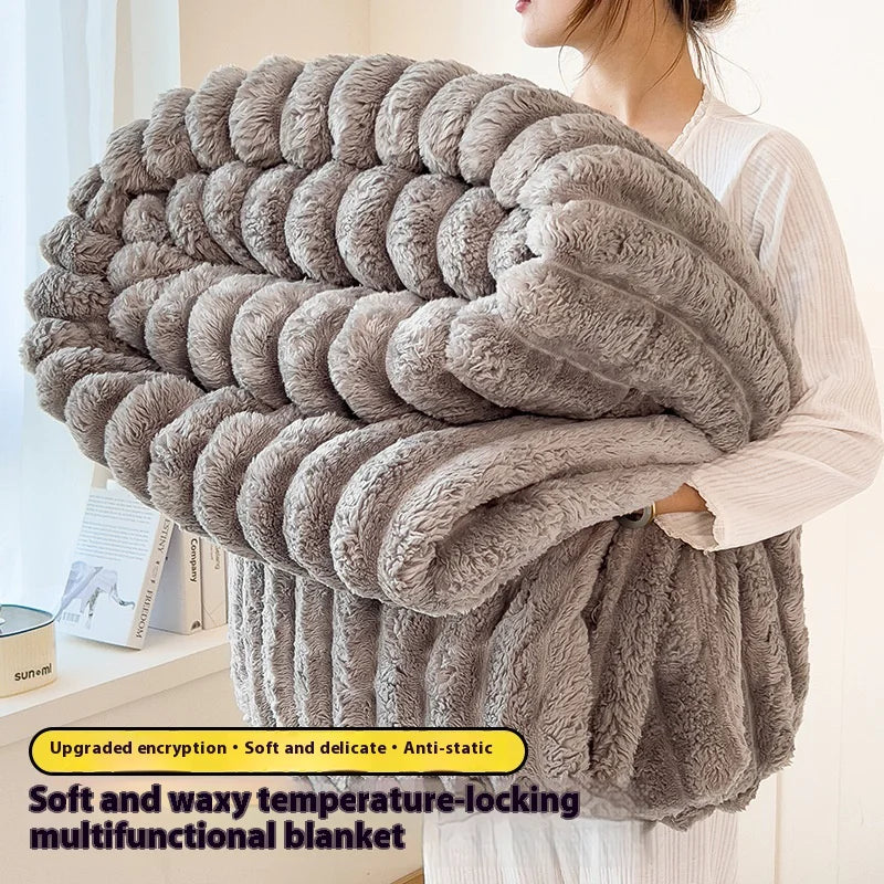 Faux Rabbit Fur Velvet Blanket Anti Spier