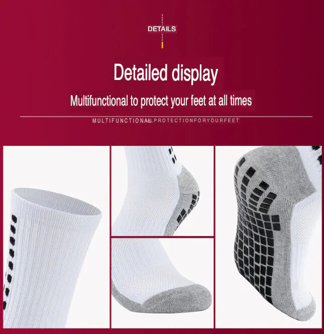 3 Pair Sport Socks Anti Slip W/ Grip Soccer Men Football Basketball Sock Premium Anti Spier