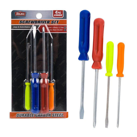 5" & 6" Screwdriver Set - Phillips + Flathead 4pc Anti Spier