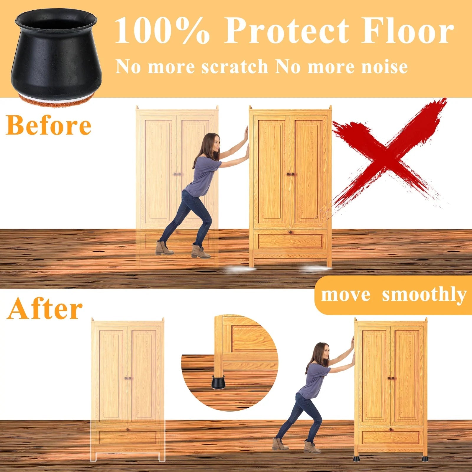 16pcs Silicone Furniture Leg Protectors: Floor Protection & Anti-slip Pads Anti Spier