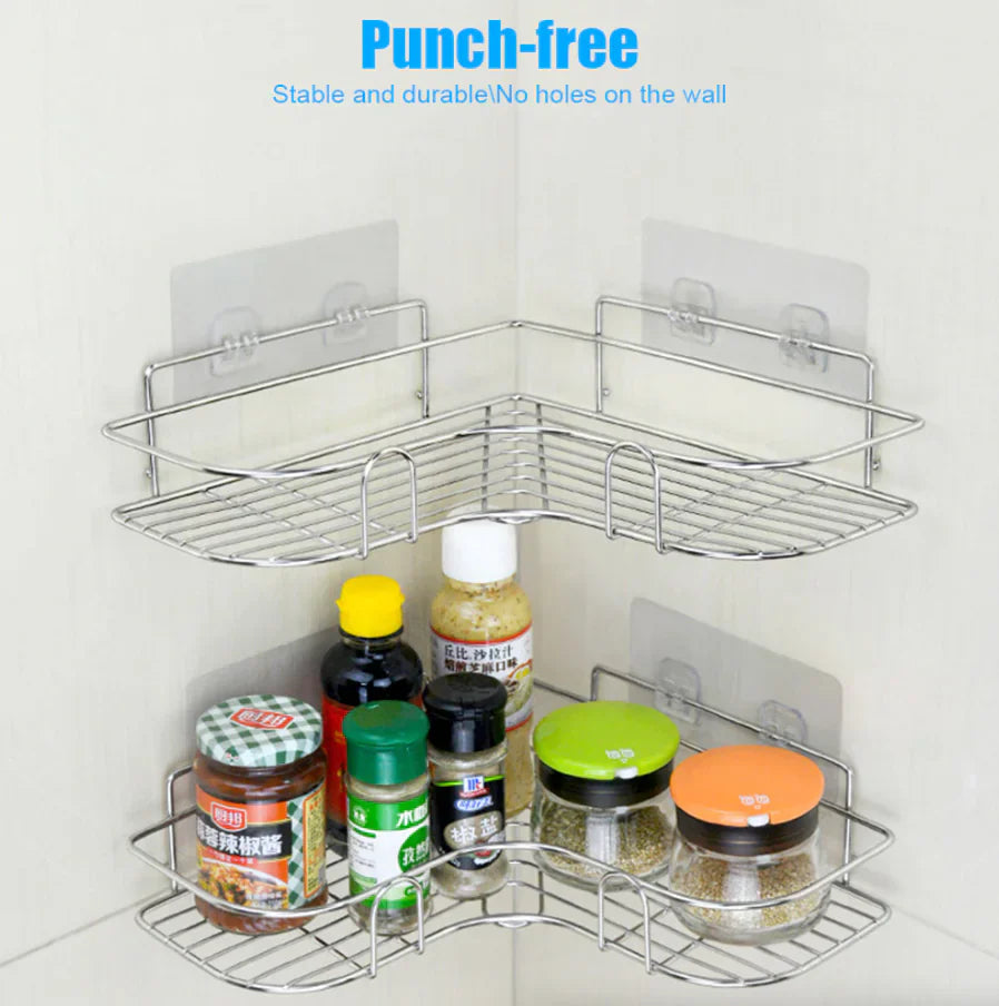 Shower Caddy Shelf Bathroom Corner Bath Storage Holder Organizer Triangular Rack Anti Spier