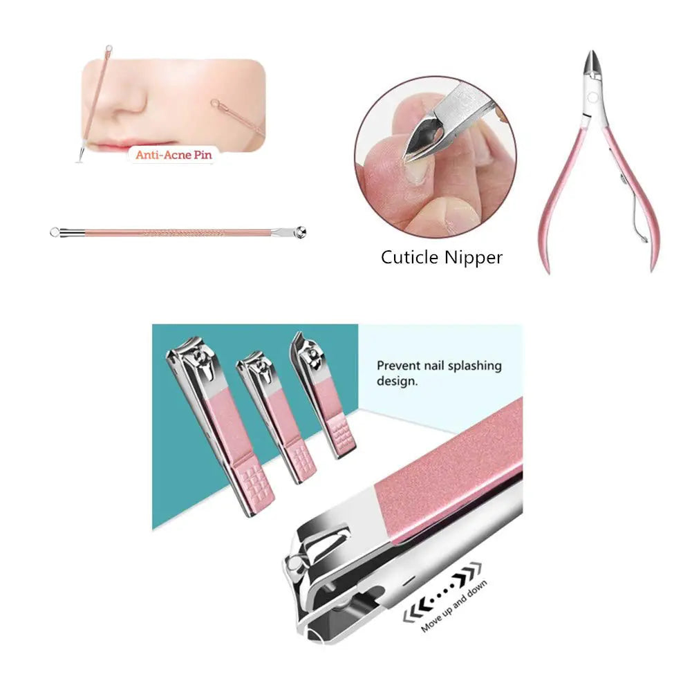 18 In 1 Lovely Lady DIY Manicure Pedicure Tool Set Anti Spier