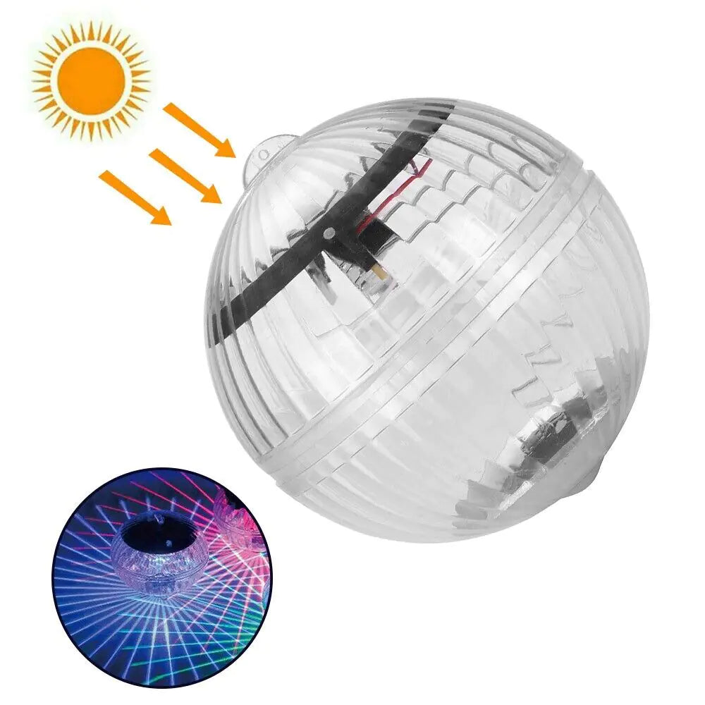 Outdoor Solar LED Floating Light Garden Pond Pool Lamp Rotating RGB Color Change Anti Spier
