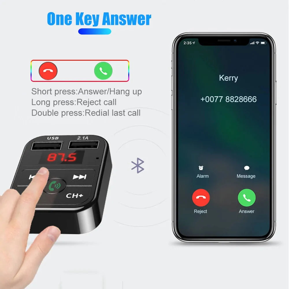 Car Bluetooth 5.0 FM Transmitter Wireless Adapter Anti Spier