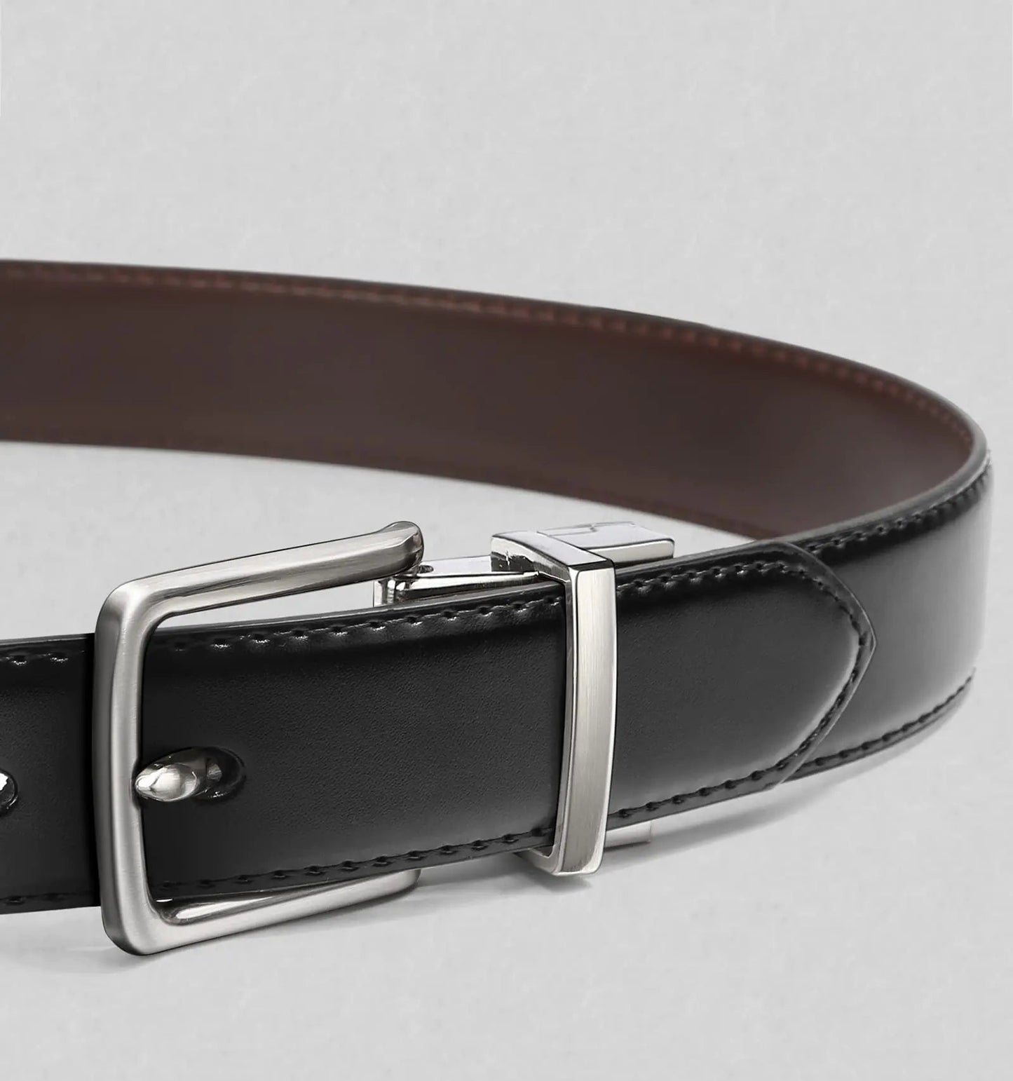 BULLIANT Men's Belt,Reversible Belt 1.25" For Gift Mens Casual Golf Dress pants shirts,One Reverse For 2 Sides Black/Antique Coffee1033 34"-36"Waist Adjustable Anti Spier
