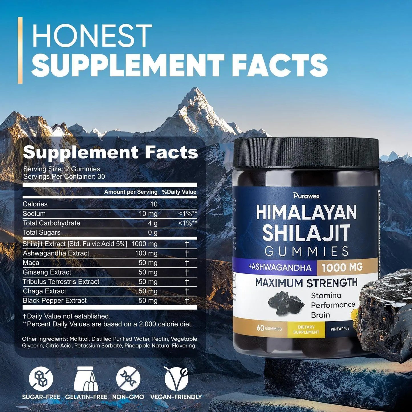 Shilajit Gummies 1000mg, Shilajit Gummies for Men and Women, Energy, Immunity Anti Spier