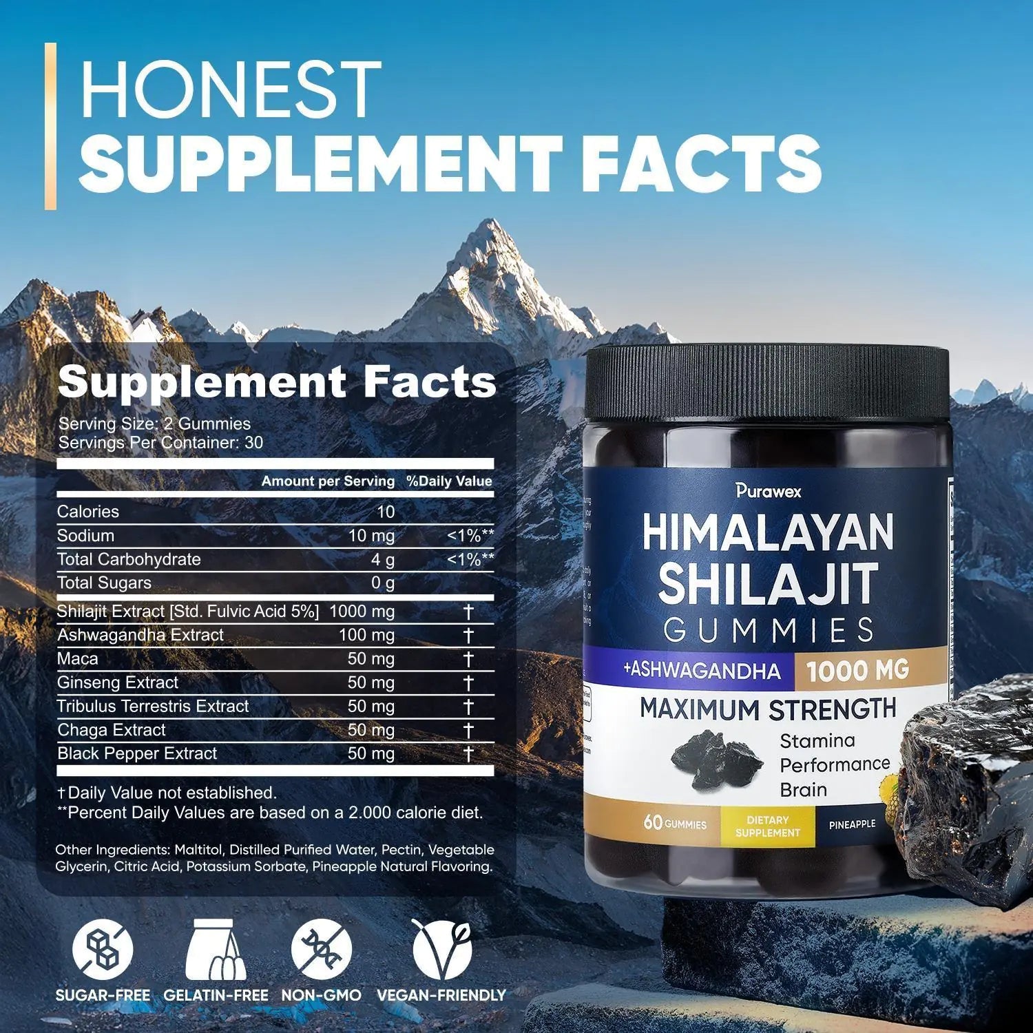 Shilajit Gummies 1000mg, Shilajit Gummies for Men and Women, Energy, Immunity Anti Spier