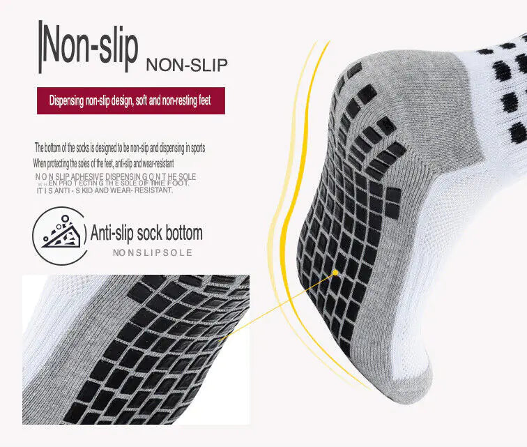 3 Pair Sport Socks Anti Slip W/ Grip Soccer Men Football Basketball Sock Premium Anti Spier