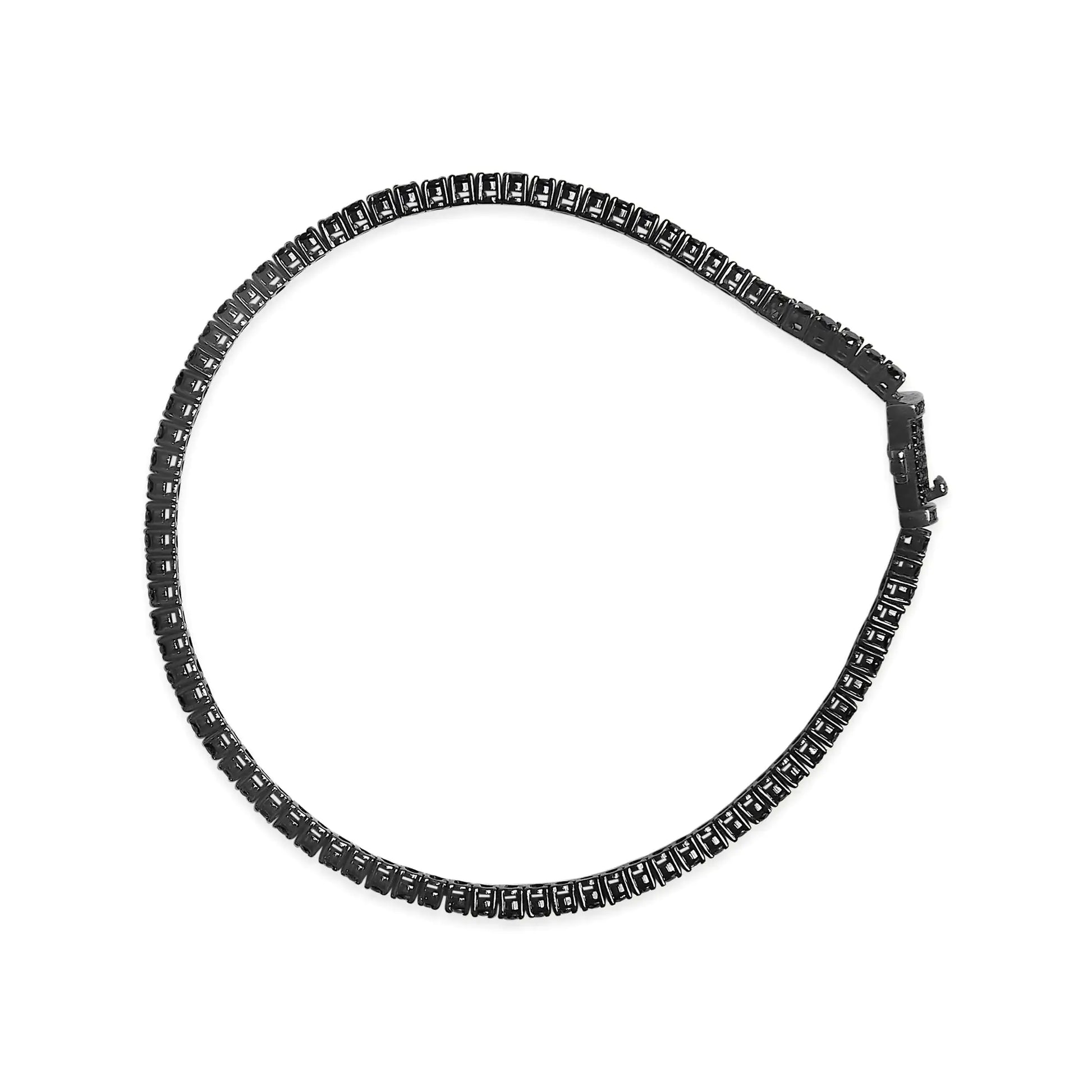 Black Rhodium Plated .925 Sterling Silver 5.00 Cttw Black Diamond Tennis Bracelet  (Black Color, I2-I3 Clarity) - 8.5 Inches - Anti Spier 