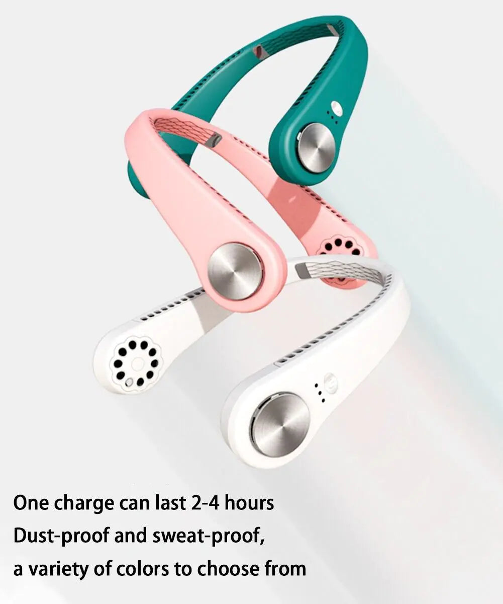 USB Portable Hanging Neck Fan Cooling Air Cooler Little Electric Air Conditioner Anti Spier